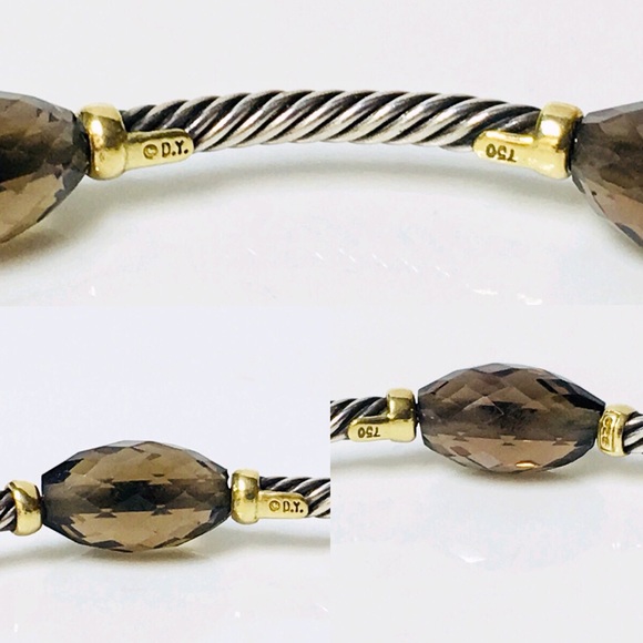 David Yurman Sterling 18k Gold Bangle Bracelet - Picture 4 of 7